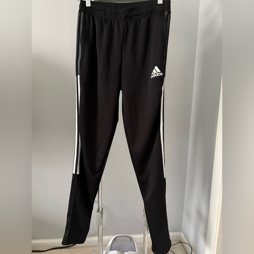 Adidas Kids Black Joggers with White Stripes, XL, 15-16 Y/176
